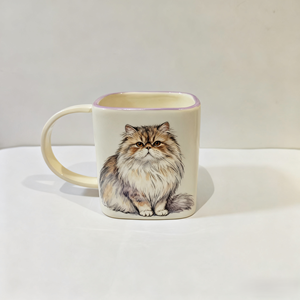 Taza de Cerámica Hecha a Mano Personalizada - Diseño de <span class=keywords><strong>Gato</strong></span> <span class=keywords><strong>Persa</strong></span> Pintado a Mano, Regalo Perfecto para las Fiestas - Product Image 5
