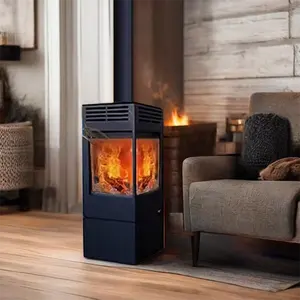 Kompor kayu desain baru api asli efisiensi tinggi pemanas ruangan pembakaran kayu kaca ornamental tahan suhu tinggi