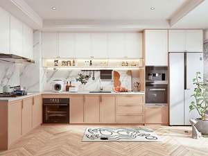 Nouvelle conception de cuisines modulaires modernes complètes, armoires de cuisine personnalisées, ensemble de meubles en bois massif, deux couleurs - Product Image 4