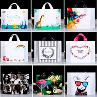 Sac de courses en plastique PP transparent avec poignée, personnalisé, biodégradable, pliable, recyclable, pour t-shirts, dessins animés, épicerie, rangement