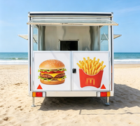 Remorque alimentaire mobile personnalisée à double essieu en acier au carbone, avec graphismes pour burgers et frites, chariot de concession commercial pour restauration rapide