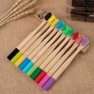 Degradable Material Factory Direct Supply Cylindrical Children'S Soft Bamboo Toothbrush