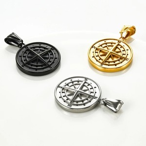 Collier Pendentif Boussole Vintage en Acier Inoxydable pour Hommes et Femmes, Breloques Rondes Étanche en Forme de Pièce de Monnaie et d'Étoile, Cadeau de Bijoux pour Fête d'Anniversaire - Product Image 3