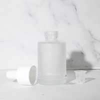 Botol Tetes Kaca Silinder Bahu Rata 30ml 1oz Mewah, Cetak Sablon, untuk Serum Perawatan Kulit dan Tetes Mata, Laris Manis