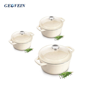Blanc professionnel <span class=keywords><strong>En</strong></span> <span class=keywords><strong>Fonte</strong></span> Rond <span class=keywords><strong>Cocotte</strong></span> et Couvercle avec Poignées - Product Image 5