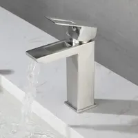 Modern paslanmaz çelik banyo havzası musluk şelale bacalı tek kolu Vanity lavabo gemi lavabo musluğu