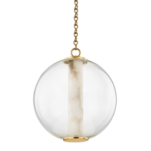 Suspension moderne en verre Pietra, <span class=keywords><strong>colonne</strong></span> en albâtre, chaîne en laiton, LED, hauteur réglable pour chevet et îlots de cuisine - Product Image 5