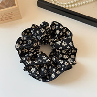Scrunchie Korea Akzia Empat Lapis Motif Bunga Ditsy, Elastisitas Tinggi, Bahan Polyester, Modis, Gaya Mori Girl, Manis