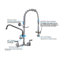 Robinet d'évier de cuisine professionnel en laiton écologique, 2 trous, avec pulvérisateur de pré-évier intégré, remplisseur de pot industriel orientable, pour usage en salle de bain