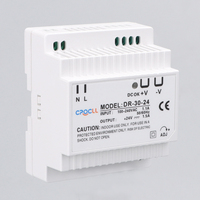 مزود طاقة تحويلي AC-DC طراز DR-30-24 بقوة 30 فولت و30 واط مع حماية من الجهد الزائد، معتمد CE/RoHS