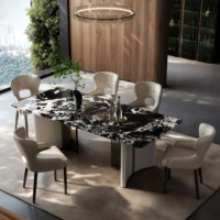 Table à manger rectangulaire en pierre frittée de style occidental moderne et minimaliste de luxe pour la maison et l'hôtellerie