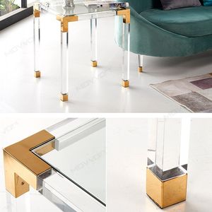 Mesa de centro de acrílico Rectangular de lujo ligera, de acero inoxidable Base, mesa de té pequeña de estilo tonto para sala de estar - Product Image 3