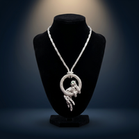 Pendentif panthère en or blanc 10 carats de luxe avec diamants naturels, pendentif animal, bijoux fins de créateur hip-hop