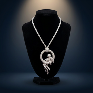 Pendentif panthère en or blanc 10 carats de luxe avec diamants naturels, pendentif animal, bijoux fins de créateur hip-hop - Product Image 1