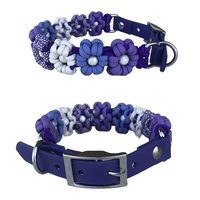 Collier pour chien en paracorde fait main avec décoration florale 3D, collier pour animaux de compagnie réglable en PVC pour tous les chiens, motif floral personnalisable