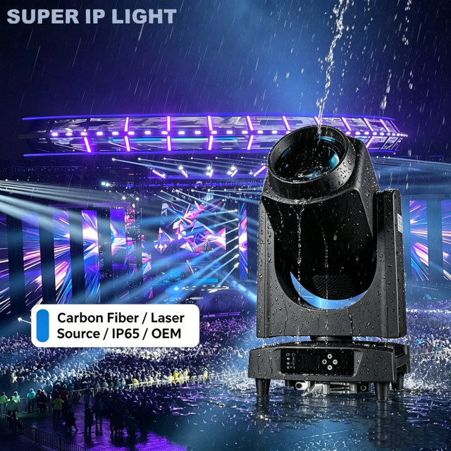300W Laser Beam Moving Head Light Waterproof IP65 Carbon Fiber Housing Outdoor Stage Light OEM Made to Order 30 Days