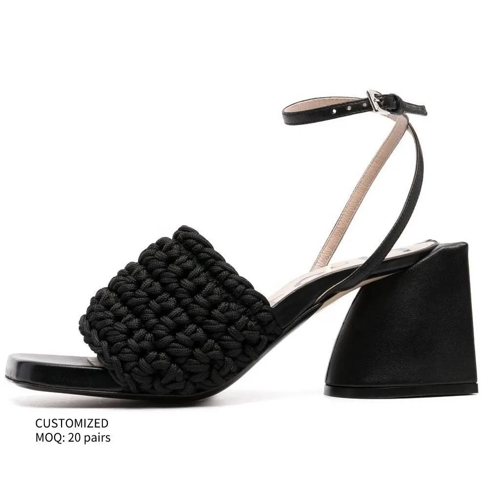 summer elastic chunky heels for ladies 2022 barefoot luxury custom wedges women high heeled sandals for women and ladies