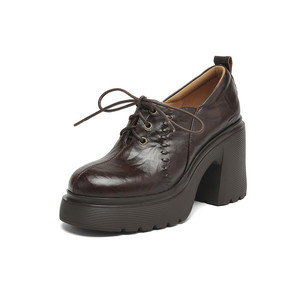 Cialisa Scarpe con Plateau Vintage da <span class=keywords><strong>Donna</strong></span> Primavera 2026 Nuove Scarpe con Punta Tonda Alta Qualità in Vera Pelle Tacchi Alti Chunky <span class=keywords><strong>Calzature</strong></span> - Product Image 5