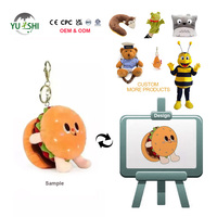 Porte-clés en peluche personnalisé en forme de nourriture adorable hamburger jouet en peluche idée cadeau parfaite porte-clés en peluche mignon
