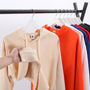 Sweat-shirt à capuche fin à manches longues en polyester, coloris abricot, orange, rouge, bleu roi, bleu marine, noir, blanc, vert foncé, pour les loisirs - Product Image 1