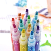 TWOHANDS Set de 12 marqueurs à paillettes pour peinture d'art, stylo marqueur étanche pour peinture de bricolage