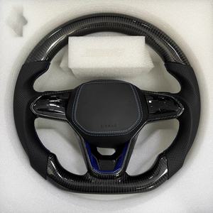 Volant de course sport en cuir forgé et fibre de carbone, chauffant, avec lumières de changement de vitesse LED rouges, compatible VW CC <span class=keywords><strong>Golf</strong></span> <span class=keywords><strong>GTI</strong></span>/R MQB Evo, montage direct - Product Image 4