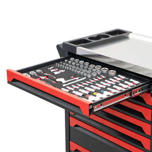 Caja de Herramientas de Acero Roja con Siete Cajones y Cerradura, Juego de Herramientas de Hierro Resistente de 258 Piezas con Puerta para Taller de Reparación de Automóviles, Soporte OEM GL3007L-D - Product Image 2