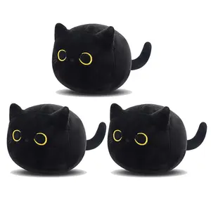 Cpc Ce rotondo gatto nero peluche cuscino giocattoli gatto nero peluche giocattoli gatto nero peluche cuscino 4 colori Big Eye gattino bambola