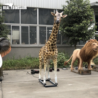 Realdino Parc d'attractions Zoo Modèle géant 3D grandeur nature Simulation animale Girafe animatronique avec peau en silicone Effets d'eau et de fumée
