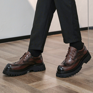 <span class=keywords><strong>Scarpe</strong></span> Casual <span class=keywords><strong>da</strong></span> <span class=keywords><strong>Uomo</strong></span> in Pelle Marroni Stile Inglese con Rialzo Platform Allacciate Traspiranti per <span class=keywords><strong>Sposo</strong></span> Matrimonio Estivo - Product Image 3