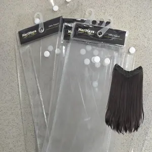 Bolsas de plástico transparente para bolsa de PVC con cremallera, almacenamiento de pelucas personalizado, embalaje para el cabello, venta al por mayor
