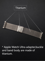 Boucle en maille milanaise en titane pur compatible avec Apple Watch Ultra 2/ Ultra 49mm, avec boucle réglable de style parachute