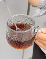 Verre martelé en forme d'ours avec revêtement par immersion, avec couvercle et cuillère, idéal pour le bureau et les verres à petit-déjeuner