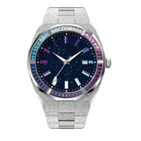 Reloj de Hombre con Logotipo Personalizado, Edición Limitada de 42 mm, Cielo Estrellado Luminoso, Resistente al Agua, Acero Inoxidable, Cristales Coloridos, Movimiento SEIKO