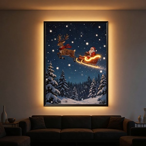 Impression lumineuse néon pour Noël, art mural LED, impression LED Père Noël, rennes, cloche <span class=keywords><strong>de</strong></span> Noël, encadrement pour décoration - Product Image 3