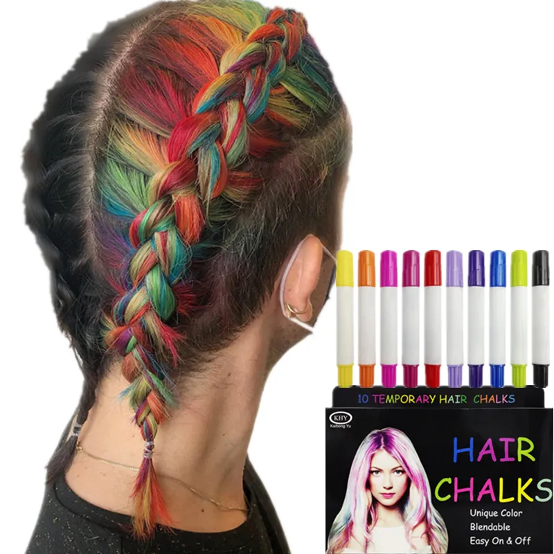 KHY Hot Sale New Girl Haar Kreide stift Großhandel Färbe bürste Temporäre Farbe Farbe Hersteller Haar Kreide Buntstifte Set