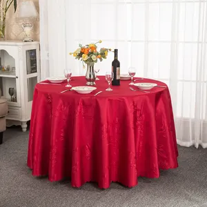 Tovaglia Jacquard rotonda rossa da 132 pollici per banchetti di nozze di lusso Phoenix Tail Flower Pattern tovaglia da pranzo in tessuto di poliestere