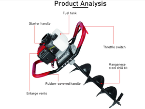 Tarière manuelle pour plantation d'arbres, foreuse 2 temps essence 68cc - Product Image 3