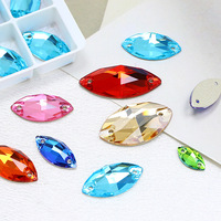 Strass en verre marquise à dos plat à double trou, à coudre, vente en gros du fabricant, pour vêtements, chaussures et sacs DIY – Meilleures ventes