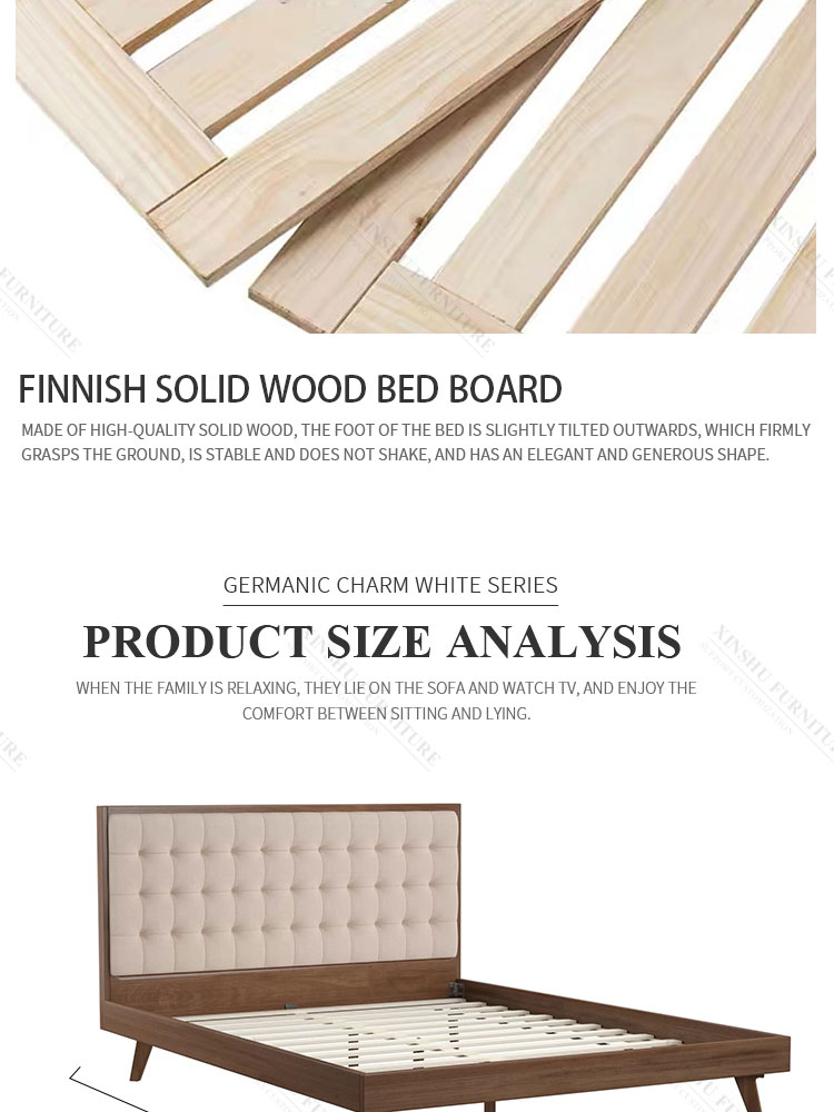 modern simple nordic style 1.8m master bedroom double king bed small family single bed family can customize solid wood bed