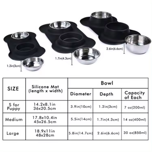 कुत्ते के कटोरे के साथ स्टेनलेस स्टील के पानी और खाद्य फीडर के लिए गैर फैल स्किड प्रतिरोधी सिलिकॉन चटाई पालतू जानवर पिल्ला छोटे मध्यम कुत्तों - Product Image 4