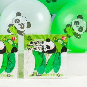 Ballons en latex Panda 12 pouces, décoration de fête d'anniversaire verte à thème dessin animé - Product Image 3
