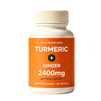 105 Capsules de Mélange Botanique Curcuma Gingembre, Extrait Multi-Plantes, Complément Alimentaire, Bouteille et Étiquette Personnalisées, Vente en Gros