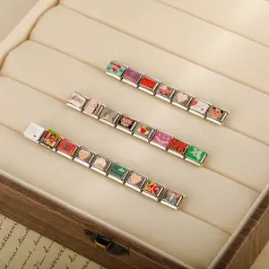 Hapiship Fashions Best Friend Rich Guys Hug Me All Mine Charm Links Fit 9mm Pulsera de acero inoxidable Fabricación de joyería DIY DJ731 - Product Image 3