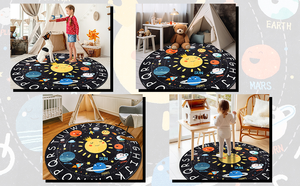Tapis de classe lavable de grande taille 59x78 pouces, système solaire, tapis d'activité pour le temps sur le ventre, chambre d'enfant - Product Image 6