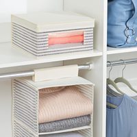 Scatola portaoggetti impilabile in tessuto con finestra/coperchio frontale - Organizza e conserva vestiti e coperte in camera da letto, ufficio, ripostiglio