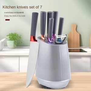 Couteaux de cuisine en acier inoxydable avec manche en plastique, ensemble de couteaux de chef avec bloc – Vente chaude - Product Image 3