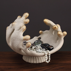 Plateau de rangement créatif en résine en forme de vague, design irrégulier, pour salon, organisateur de clés et de bijoux, type sur pied - Product Image 1