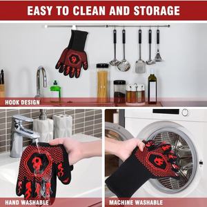 Black Dotted Style <b>Oven</b> Mitt Slip-Resistant and Heat Resistant Silicone BBQ Cooking <b>Gloves</b> Safety <b>Gloves</b> - Product Image 4