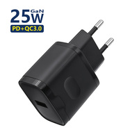 Pengisi Daya Dinding USB 25W Colokan EU GaN USB-A Pengisi Daya Cepat QC3.0 Pengisi Daya Kecepatan Tinggi Pengisi Daya Ponsel untuk Tablet iOS & Android